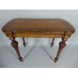 A Pretty Victorian Inlaid Walnut and Thuya Lift and Twist Games Table on Turned Tapering Legs with