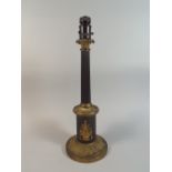 A Heavy French Ribbed Column Table Lamp in the Second Empire Style with Gilt Decoration,