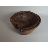 A Novelty Carved Oak Bowl In the Form of a Horses Hoof with Horse Shoe Mount,