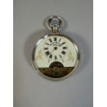 A Silver Open Face Gentlemans Pocket Watch by Hebdomas with Visible Escapement and Eight Day