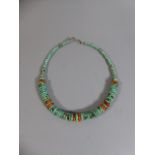 An Ethnic Blue and Orange Bead Collar Necklace.