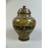 A Good Oriental Shouldered Ovoid Cloisonne and Silver Plate Lidded Vase.