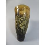 An Unusual South American Yerba Mate Drinking Horn with Carved Decoration Commemorating the