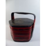 A Chinese Hexagonal Lacquered Bamboo Lidded Wedding Basket.