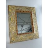 A 19th Century Wall Mirror with a Needlework Covered Frame, Reminiscent of 17th Century Stumpwork,