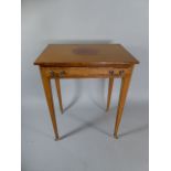 A 19th Century Crossbanded Satin Wood Side Table with Single Drawer on Tapering Square Legs