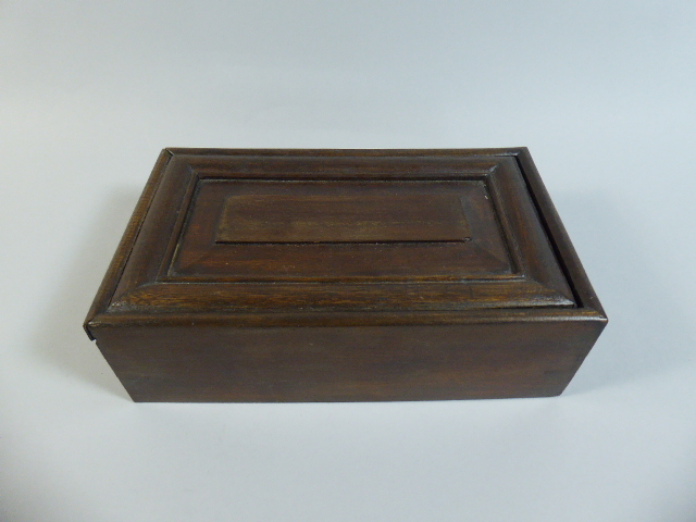 A Chinese Cased Mah Jong Set in Rectangular Wooden Box with Sliding Panelled Lid. 23x13. - Image 2 of 2