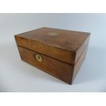 A 19th Century Walnut Work Box with Brass Escutcheons and String Inlay.