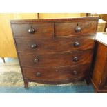 A Victorian Bow Fronted Mahogany Chest of Two Short and Three Long Drawers,