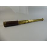 A Good 19th Century Nine Draw Brass and Leather Telescope by Davies, Edinburgh.