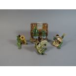 A Continental Majolica Four Piece Frog Band (Some Losses)