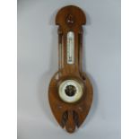 A Late 19th Century Dutch Oar Aneroid Barometer with Carved Secessionist Decoration,