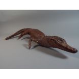 An Edwardian Taxidermy Study of Young Crocodile (Some Losses) 85 cm Tall.