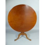 A 19th Century Mahogany Snap Top Tripod Circular Topped Table. 92cm Diameter.