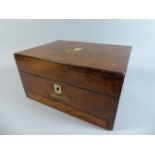 A 19th Century Walnut Ladies Fitted Work Box with Fitted Interior and Removable Fitted Tray.