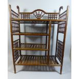A Pretty Edwardian Oak Rectangular Whatnot with Carved Spindles and Slatted Shelves. 68cm Wide.