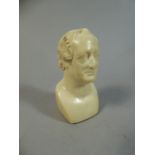 A Late 18th/Early 19th Century Carved Ivory Miniature Bust of a Gentleman, 6.5cm High.