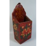 A Late 19th Wooden Candle Box with Original Polychrome Painted Decoration,