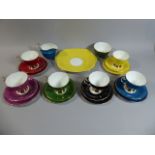 A Vintage Adderley 1950s Harlequin Tea Set comprising Six Trios together with Cake Plate,