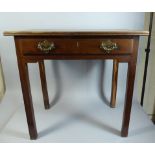 A Very Unusual George III Solid Yew Wood Side Table with a Plank Top over a Single Drawer and