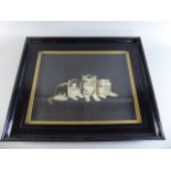 A Framed Late 19th Century/Early 20th Century Japanese Silk Embroidery of Three Kittens,