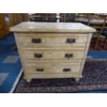 A Small Late Victorian Pine Chest of Three Long Drawers,