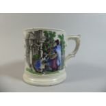 A 19th Century Hand Coloured Transfer Printed Surprise Mug Inscribed John Hinchcliffe 1869 with