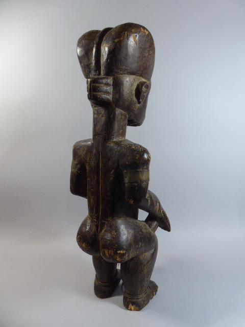 A Large Early 20th Century African Tribal Fertility/Reliquary Figure of Squatting Female. - Image 2 of 2