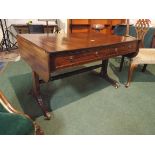 A 19th Century Drop Leaf Mahogany Sofa Table with Two Drawers Matched by Dummies