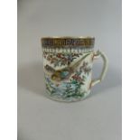 A Nice Quality Early Oriental Famille Verte Tankard Decorated with Quail and Pheasants and Greek