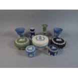 A Collection of Wedgwood Jasperware to Include Lidded Pots, Vases,