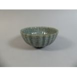 A 20th Century Oriental Pale Green Crackle Glazed Scalloped Bowl. Embossed mark to Base.