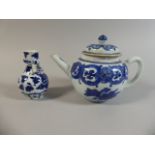 A 19th Century Blue and White Chinese Teapot (Rubbed) 13.