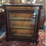 A 19th Century Ebonised and Walnut Inlaid Pier Cabinet with Gilded and Reeded Pilasters.