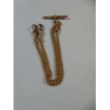 A 9ct Gold Double Albert Watch Chain with T Bar. 31.2gms.