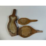 A Collection of Three 19th Century Carved Fruitwood Biscuit Moulds,