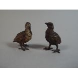 Two 19th Century Cold Painted Bronzes. Snipe and Grouse. 6 and 5.5cm High.