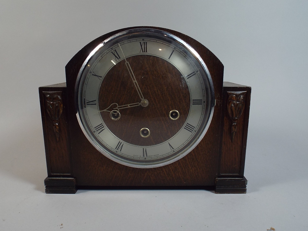 An Edwardian Oak Westminster Chime Mantle Clock