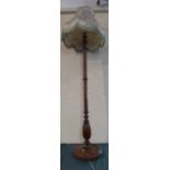 An Edwardian Walnut Standard Lamp with Ribbed Column Support,