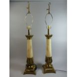 A Pair of Brass Mounted Marble Effect French Style Table Lamps,