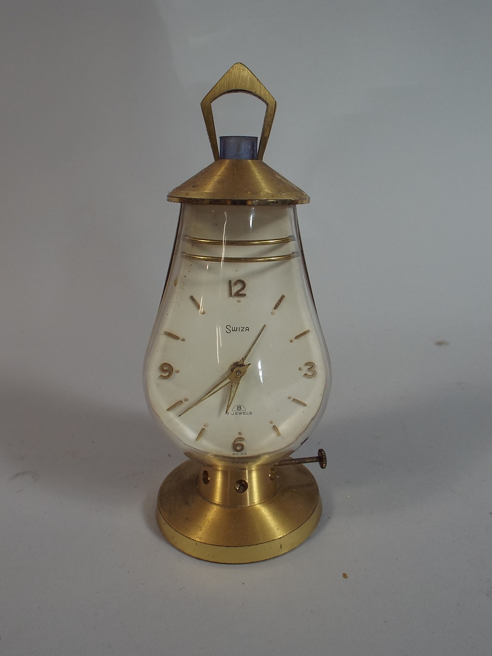 A 1970's Swiza Lantern Mantel Clock with Seven Jewel Movement,