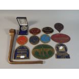 A Collection of Nine Brass and Enamel Canal Signs, One Talyllyn Railway Sign,