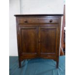 An Edwardian Side Cabinet with Top Drawer Over Panelled Door to Cupboard Base, Raised Gallery,