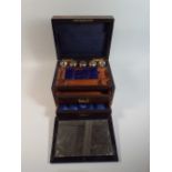 A Late Victorian Burr Walnut Ladies Travelling Case with Hinged Lid to Fitted Interior Containing