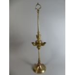 A 19th Century Brass Rise and Fall Three Wick Reading Lamp,