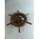 A Brass Mounted Six Spoke Ships Wheel,