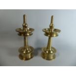 A Pair of Heavy Brass Ecclesiastical Candle Prickets,