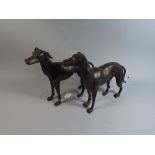 A Pair of Large Heavy Bronze Effect Greyhound Figures Each 29cm high,