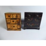 Two Miniature Oriental Collectors Chests, One with Inlaid Decoration,