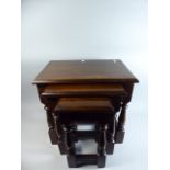 An Mid 20th Century Oak Nest of Three Tables,